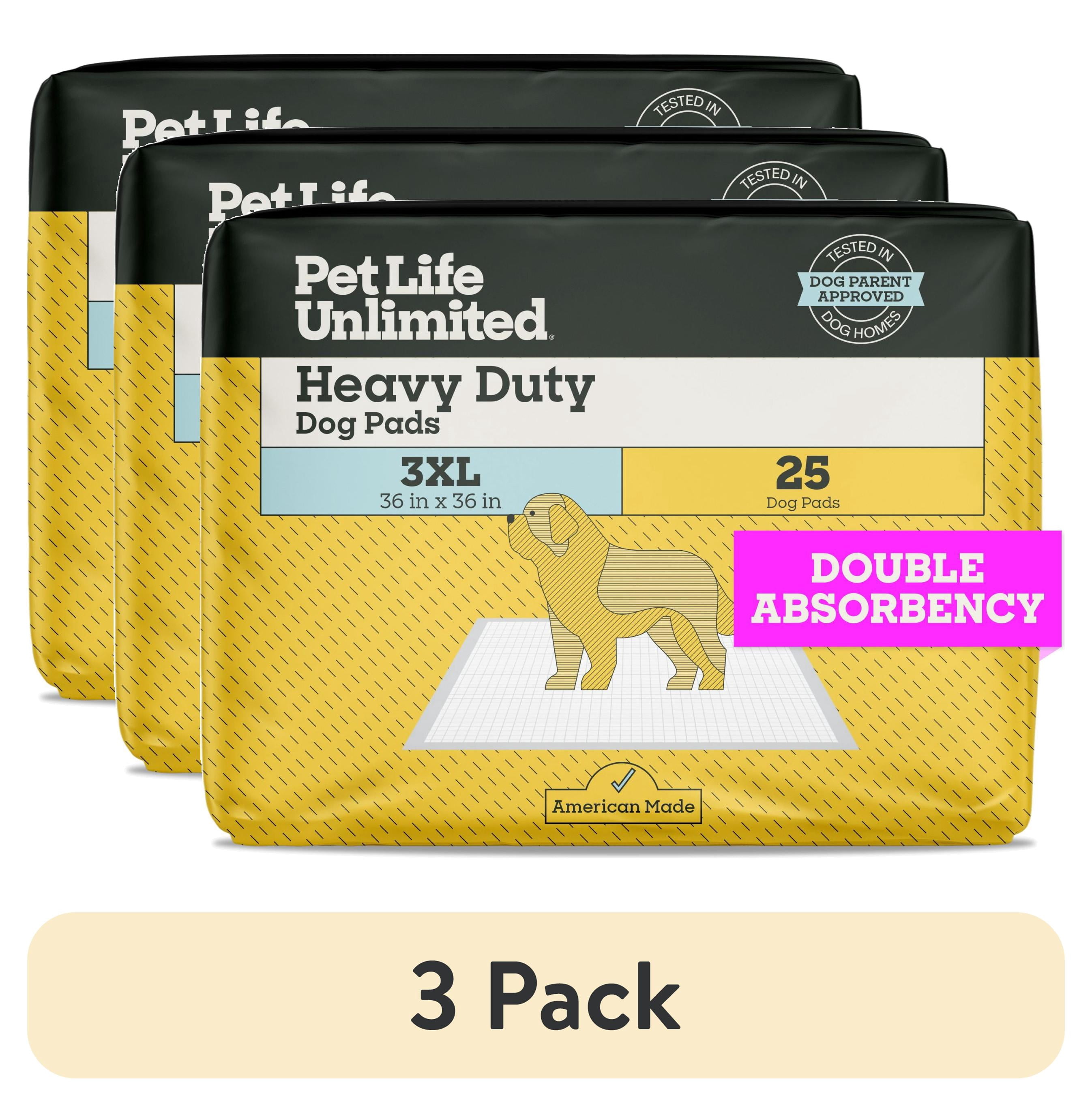 (3 pack) Pet Life Unlimited Dog Pads, Heavy Duty, 3XL, 36" x 36", 25ct