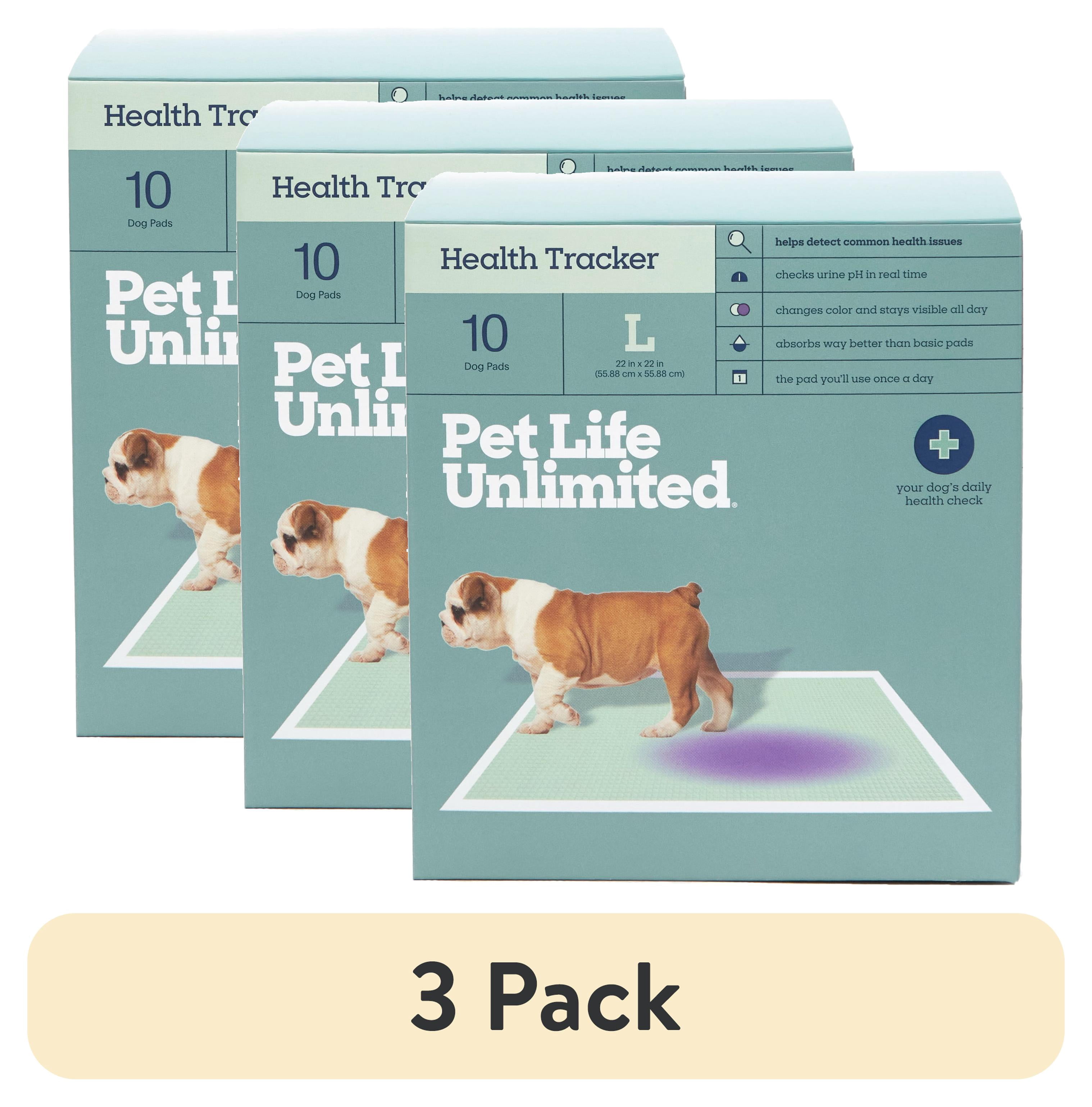 (3 pack) Pet Life Unlimited Health Tracker Dog Pads, Large, 10ct