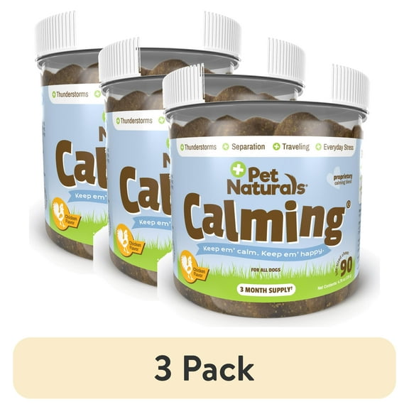 (3 pack) Pet Naturals Calming for Dogs, Anxiety Support Supplement, 90 Bite-Sized Chews