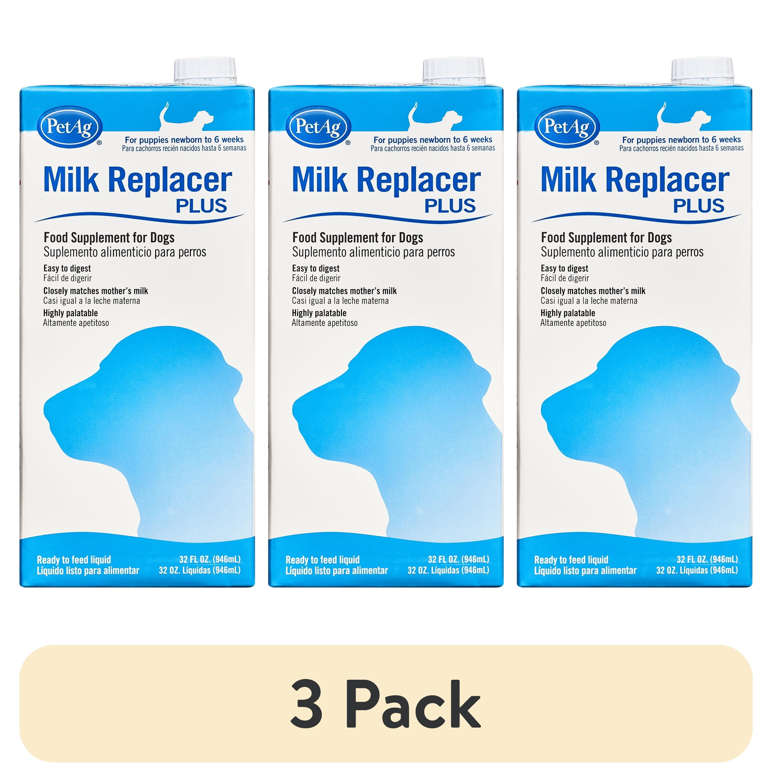 (3 pack) PetAg Milk Replacer Liquid for Dogs and Puppies, 32 fl oz