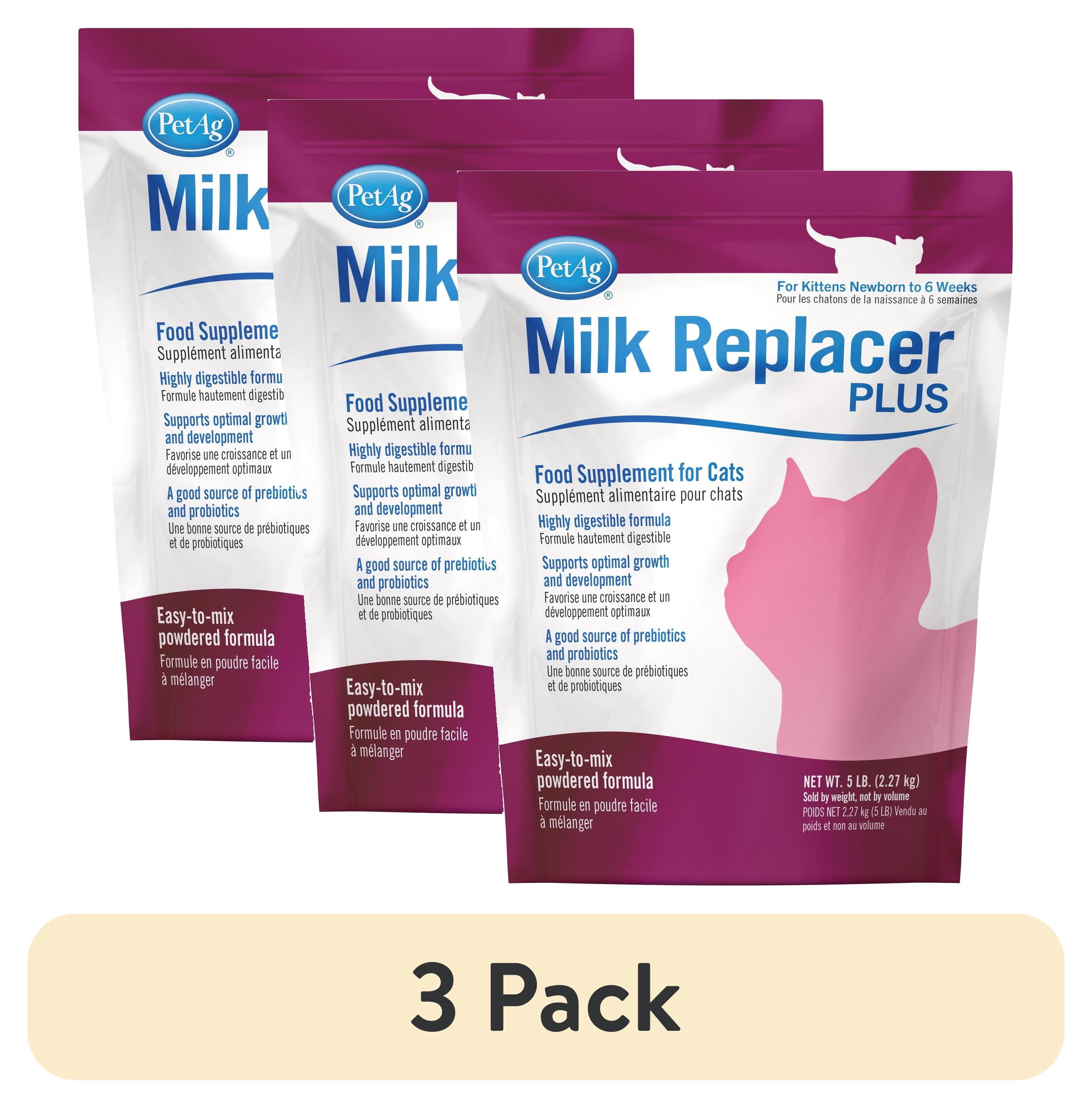 (3 pack) PetAg Milk Replacer Plus Kitten 5 lb. Bag Powder