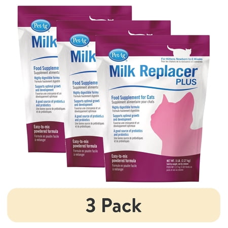 (3 pack) PetAg Milk Replacer Plus Kitten 5 lb. Bag Powder