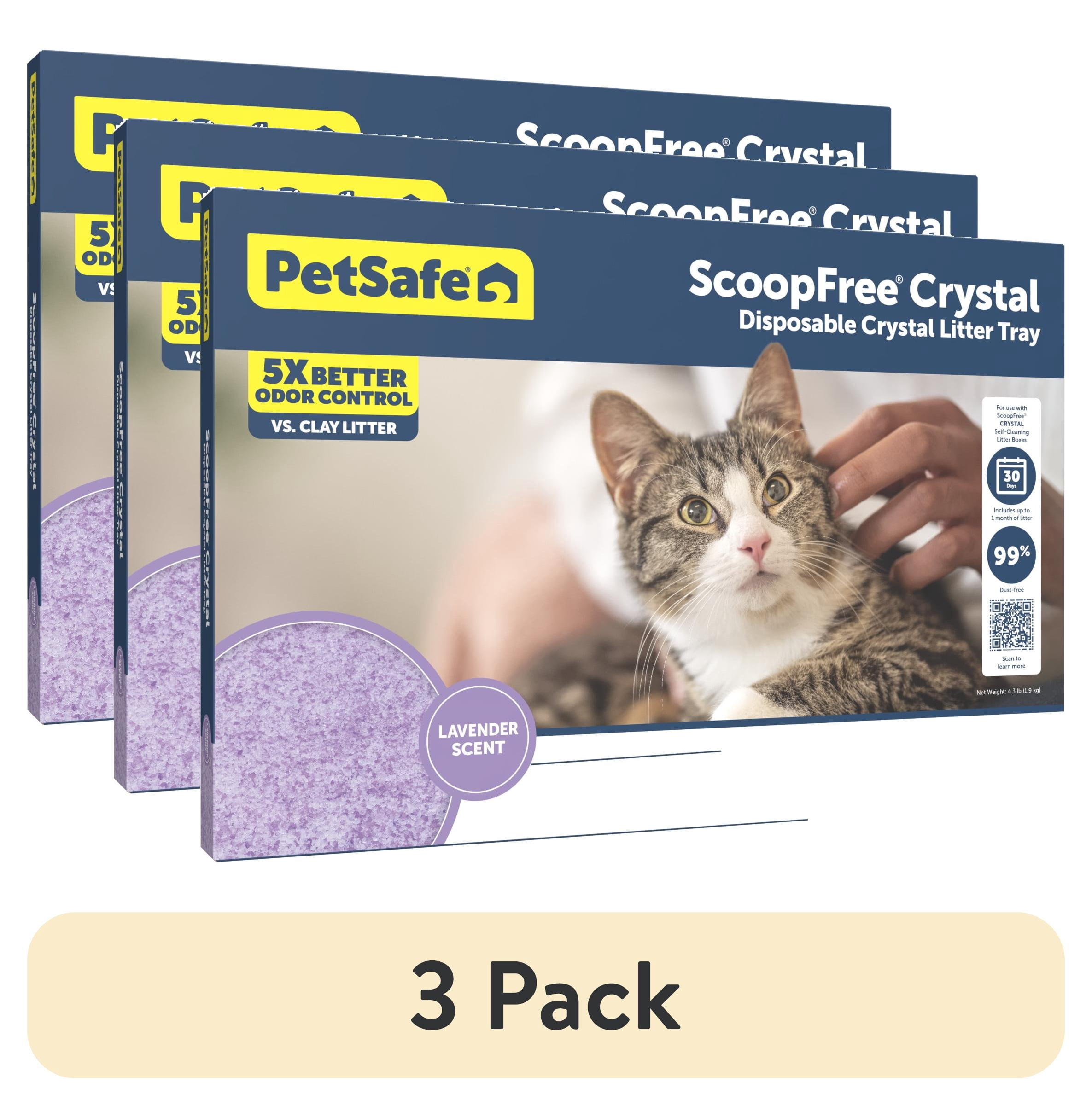 (3 pack) PetSafe ScoopFree Crystal Replacement Lavender Scented Litter Tray Easy Cleanup with Disposable Tray Includes Leak Protection and Low Tracking Litter
