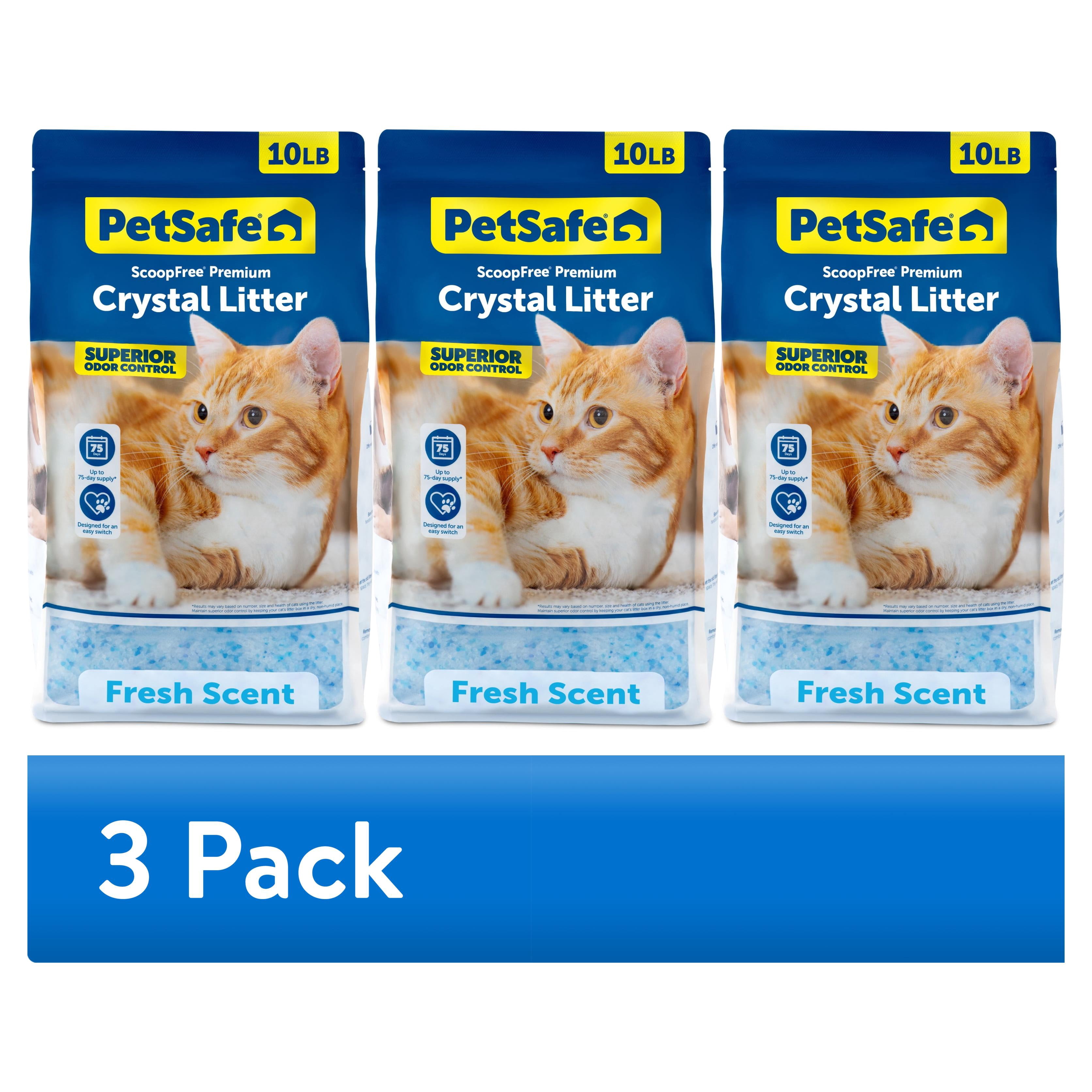 (3 pack) PetSafe ScoopFree Premium Fresh Crystal Cat Litter, 10 lb Bag, Odor Control Lasts Up to 2.5 Months
