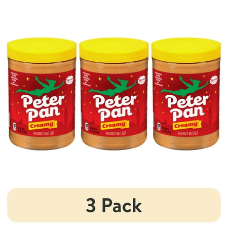 (3 pack) Peter Pan Original Creamy Peanut Butter Spread, Gluten-Free, 56 oz Jar
