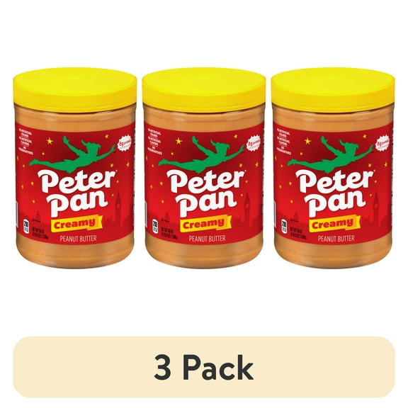 (3 pack) Peter Pan Original Creamy Peanut Butter Spread, Gluten-Free, 56 oz Jar