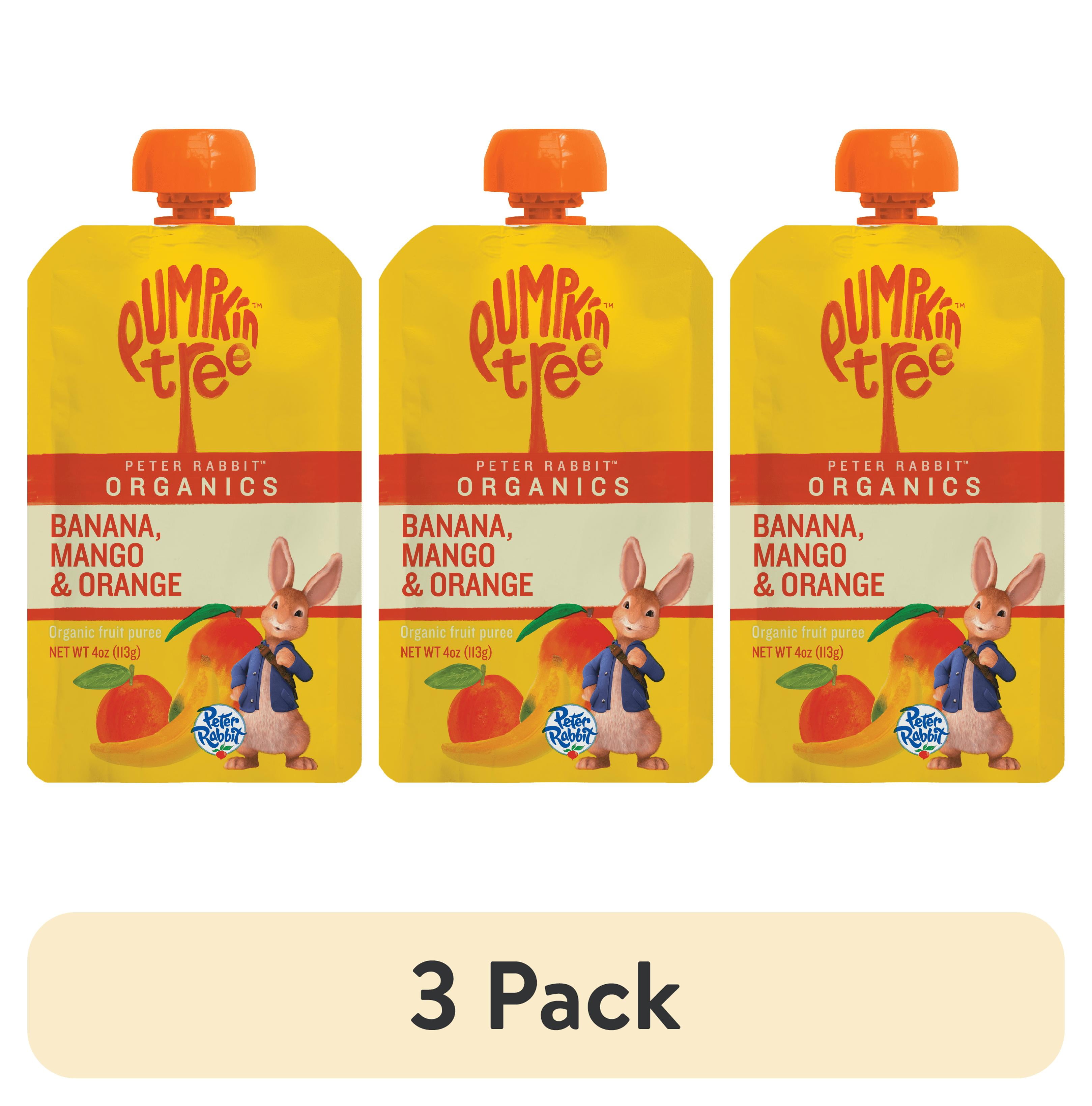 (3 pack) Peter Rabbit Banana Mango Orange Organic Fruit Puree 4 oz Toddler Snack