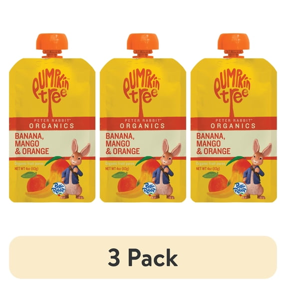 (3 pack) Peter Rabbit Banana Mango Orange Organic Fruit Puree 4 oz ...