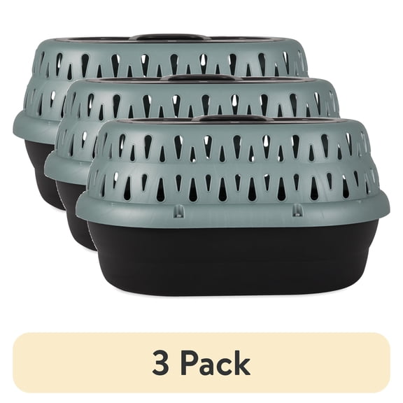 (3 pack) (3 pack) Petmate Top Load Pet Carrier Cat Kennel, 19" Length, for Pets up to 10 lb, Green