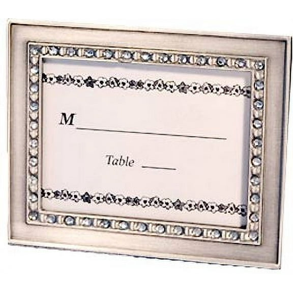 (3 pack) Pewter placecard frames with crystal accents - 2.250x3.250