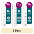 (3 pack) Philips 10ft 6 Outlet Surge Protector Power Strip, Braided ...