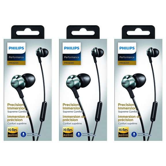 (3 pack) Philips Noise Cancelling Headphones Wired Earbuds In-Ear Earphones with with Microphone,3.5mm Jack with Mic