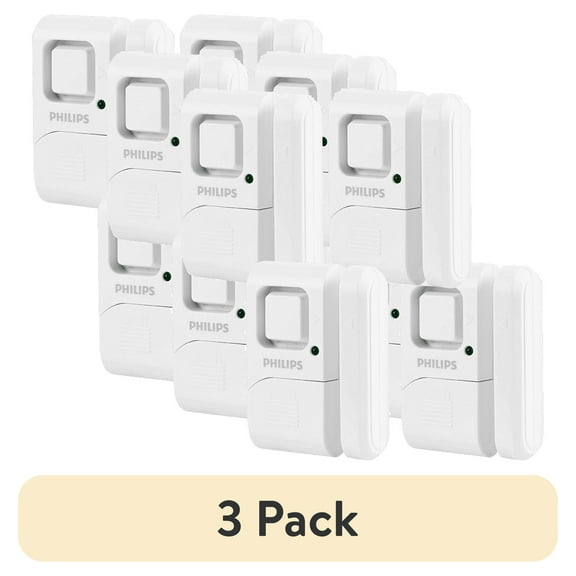 (3 pack) Philips Personal Security Window and Door Alarm, 4-Pack, White