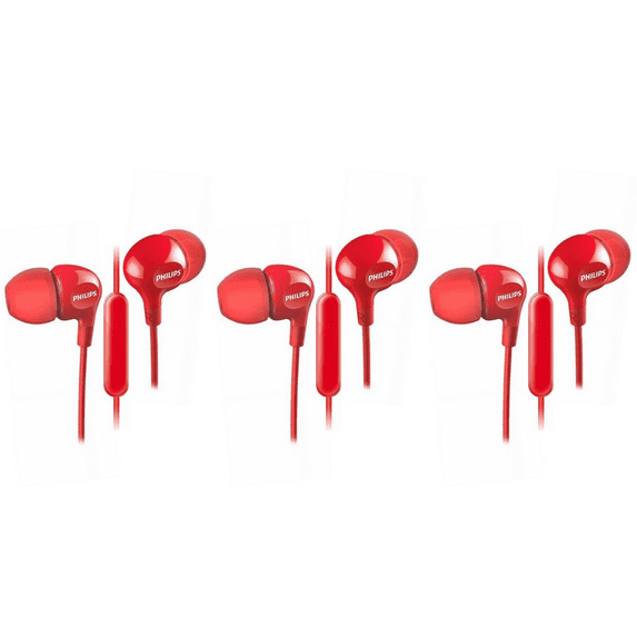 (3 pack) Philips SHE3590RD Music Colors In-Ear Headphones Earphones SHE3590 RED
