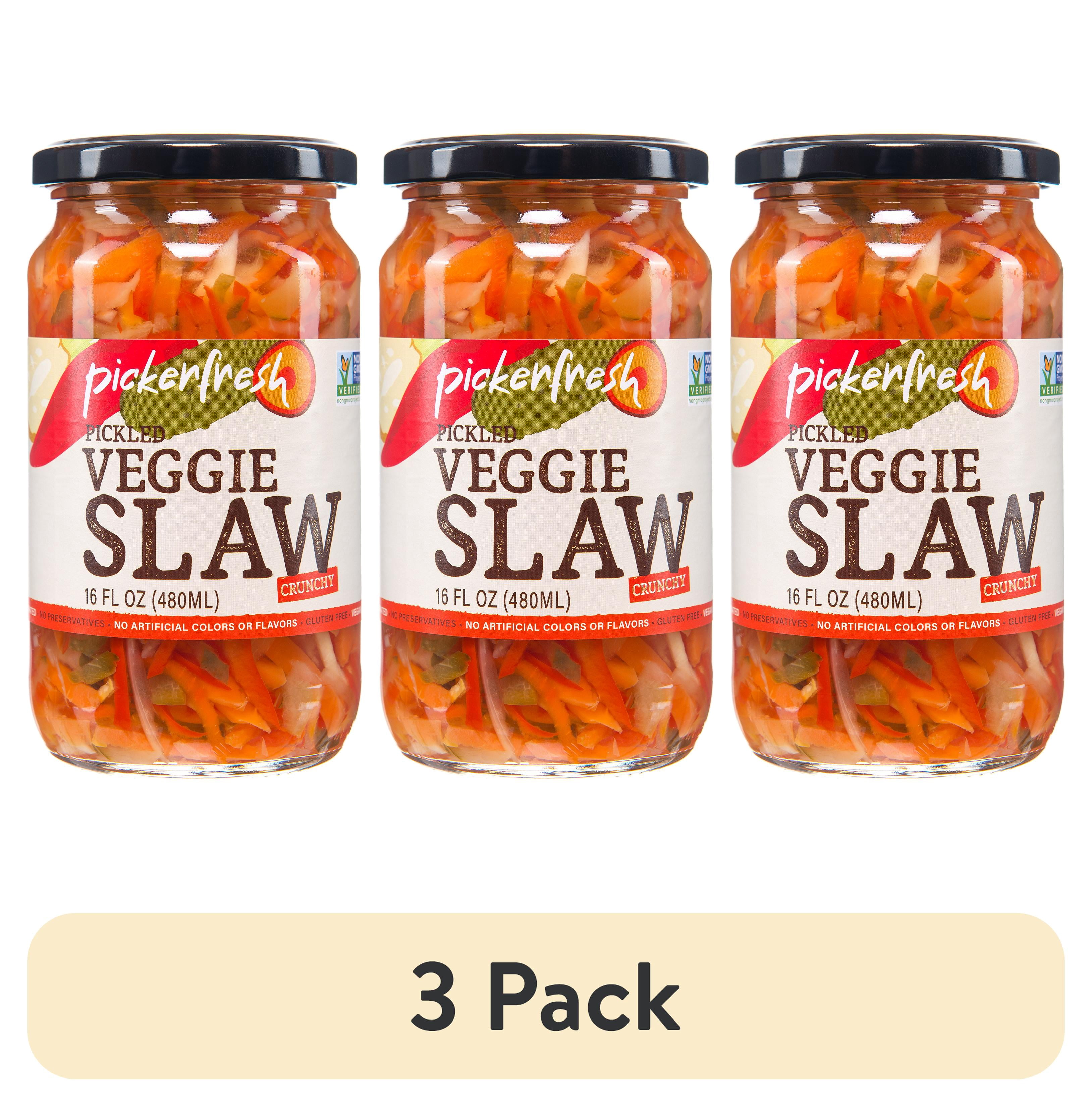 (3 pack) Pickerfresh Pickled Veggie Slaw, 16 oz Glass Jar, 1 Count