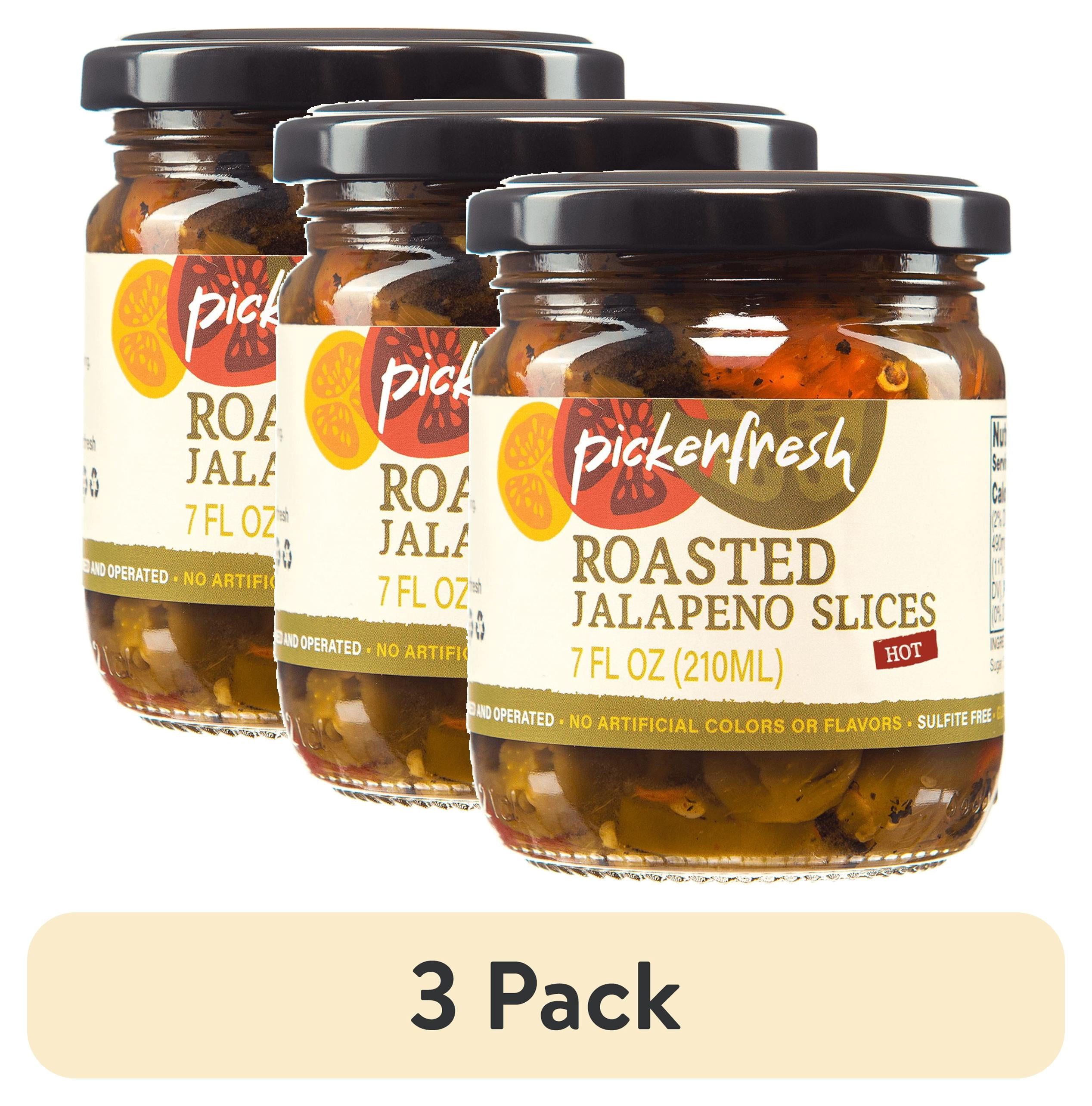 (3 pack) Pickerfresh Roasted Jalapeno Slices, 7 oz Glass Jar, 1 Count