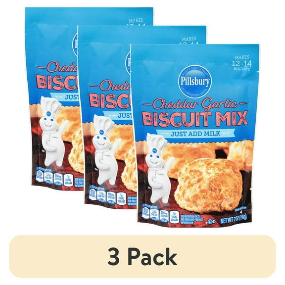 (3 pack) Pillsbury Cheddar Garlic Biscuit Mix, 7 oz Bag