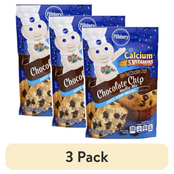 (3 pack) Pillsbury Chocolate Chip Muffin Mix