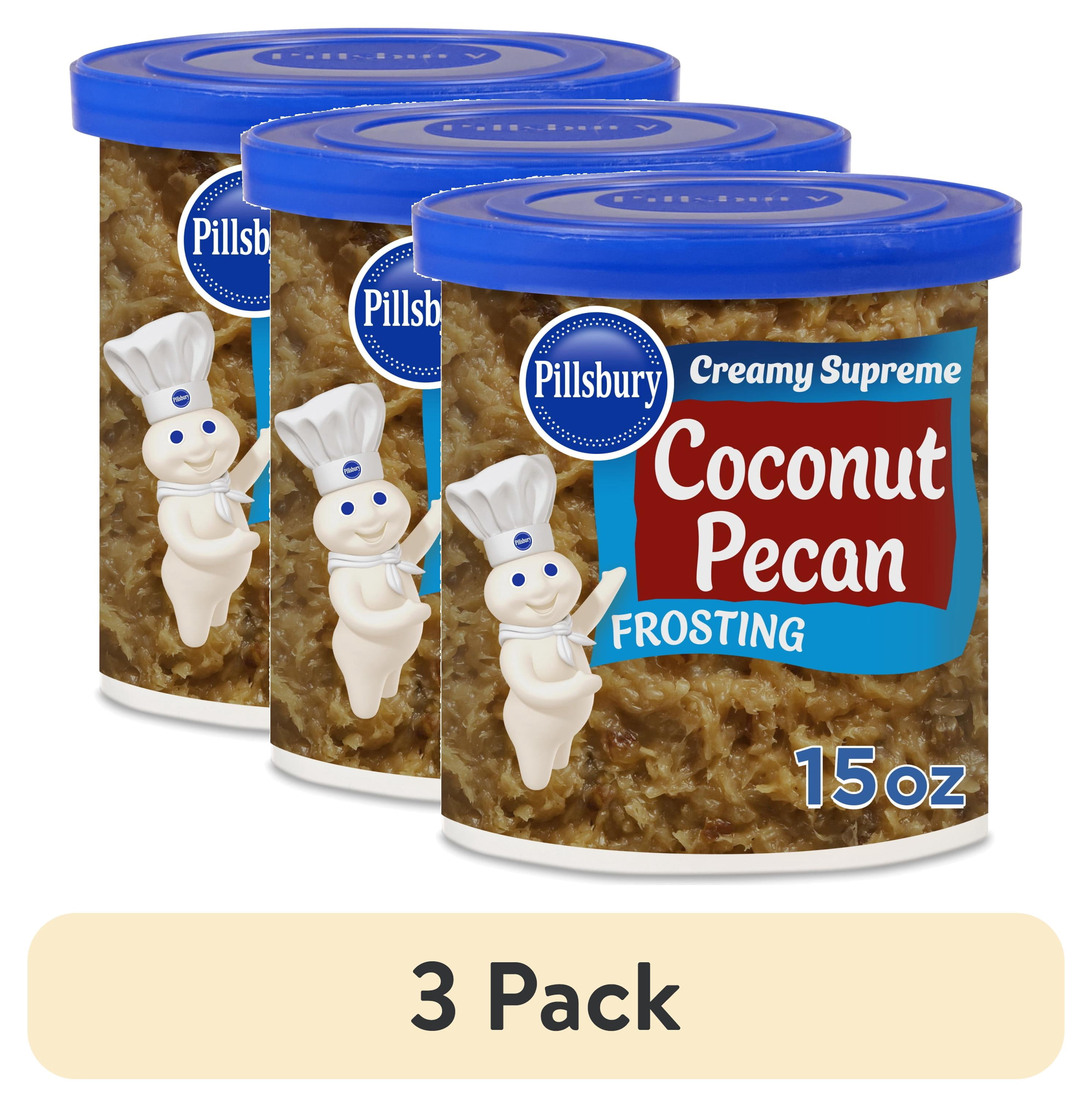 (3 pack) Pillsbury Creamy Supreme Coconut Pecan Frosting, 15 oz Tub