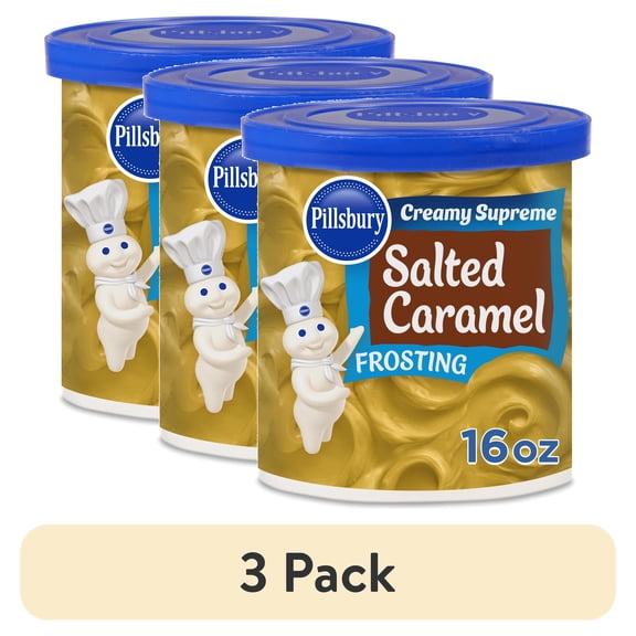 (3 pack) Pillsbury Creamy Supreme Salted Caramel Frosting, 16 oz Tub