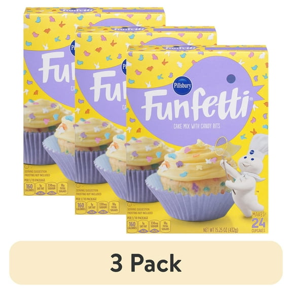 (3 pack) Pillsbury Funfetti Spring Cake Mix with Candy Bits, 15.25 oz Box