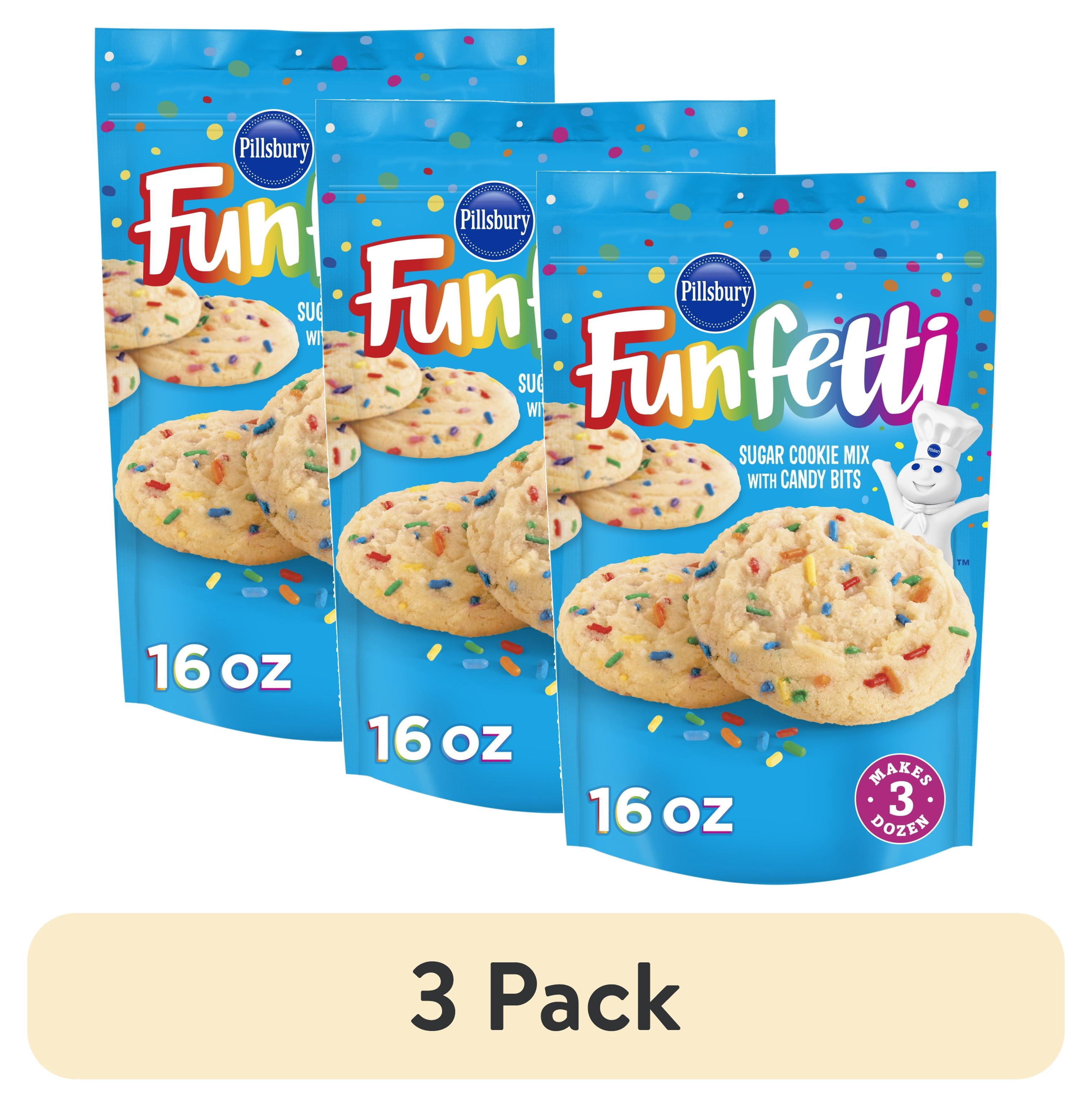 (3 pack) Pillsbury Funfetti Sugar Cookie Mix with Candy Bits, 16 oz Pouch