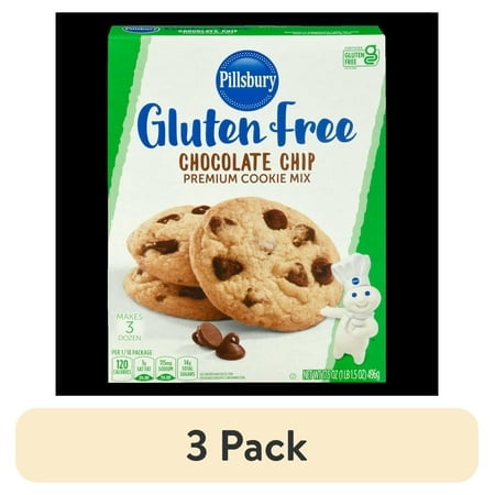 (3 pack) Pillsbury Gluten Free Chocolate Chip Premium Cookie Mix, 17.5 oz Box