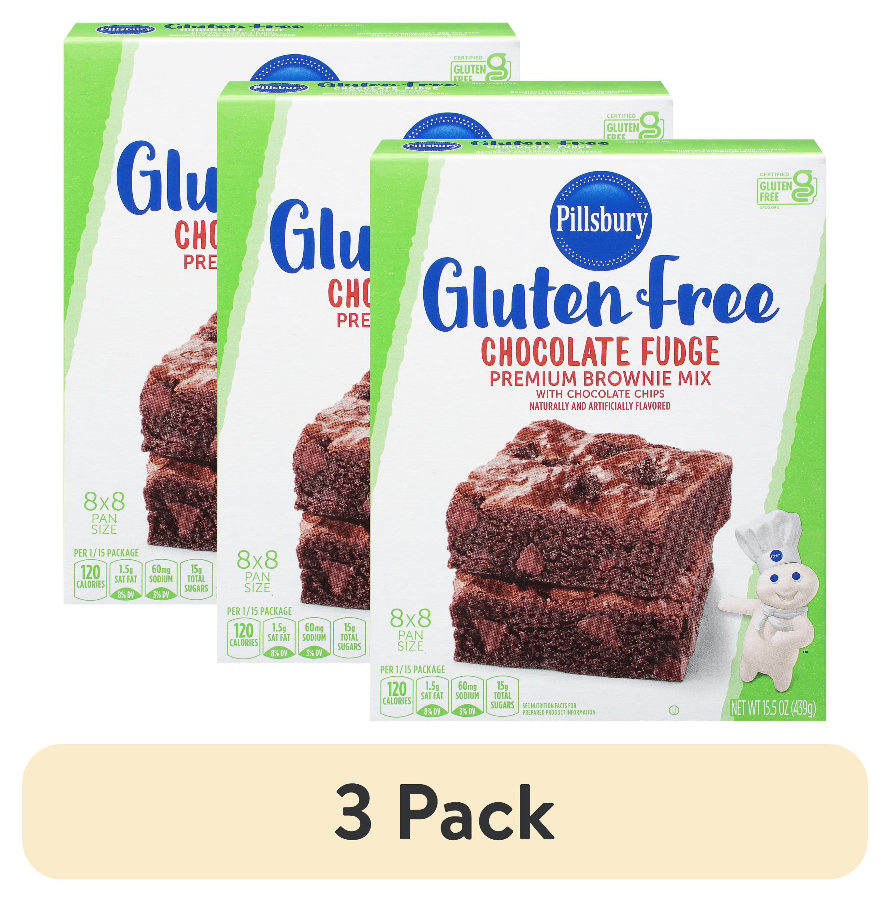 (3 pack) Pillsbury Gluten Free Chocolate Fudge Premium Brownie Mix with Chocolate Chips, 15.5 oz Box