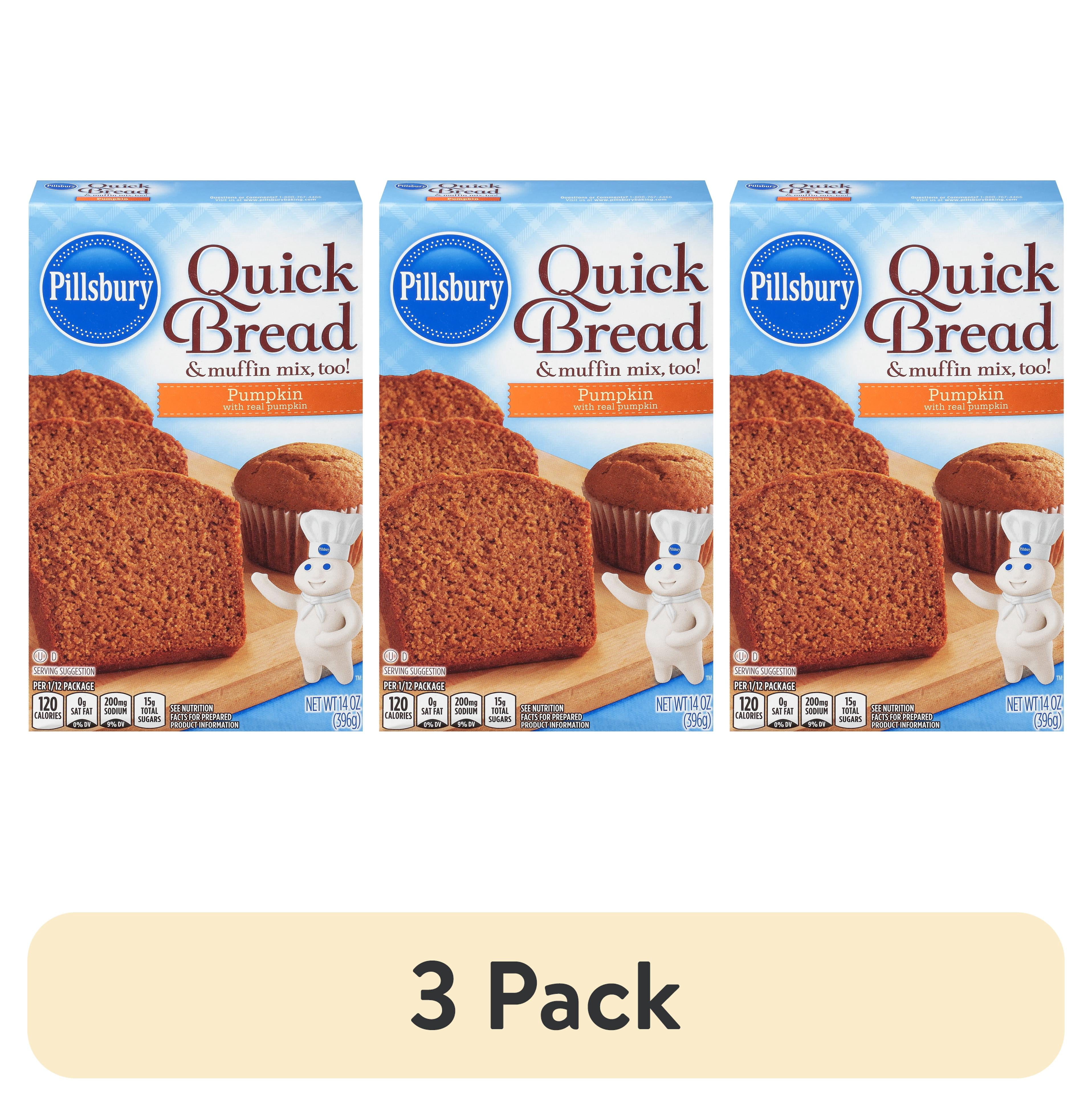 (3 pack) Pillsbury Pumpkin Quick Bread and Muffin Mix, 14 oz Box