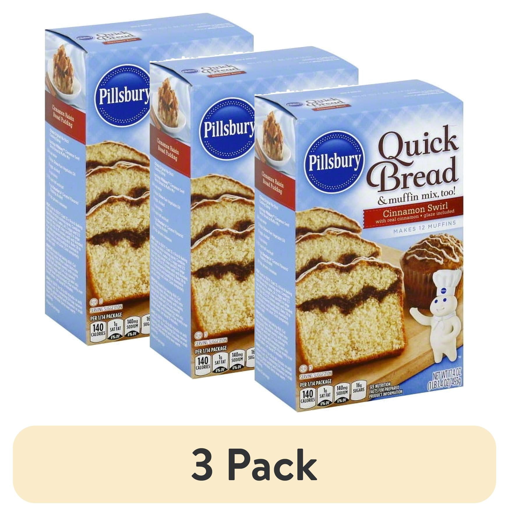 (3 pack) Pillsbury Quick Bread Cinnamon Swirl Bread and Muffin Baking Mix 17.4 OZ Box