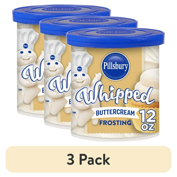 (3 pack) Pillsbury Whipped Buttercream Frosting, 12 oz Tub