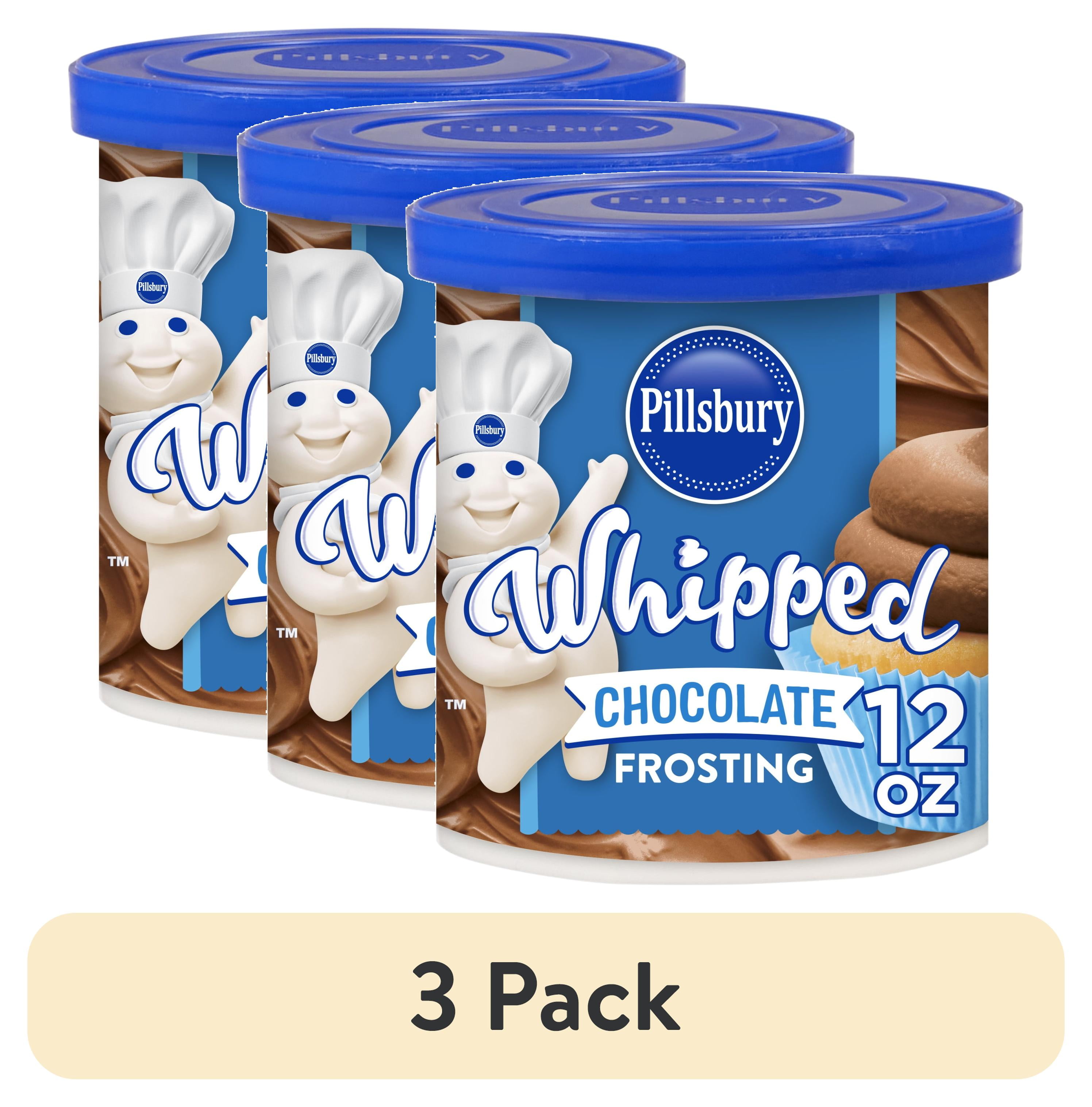 (3 pack) Pillsbury Whipped Chocolate Frosting, 12 oz Tub