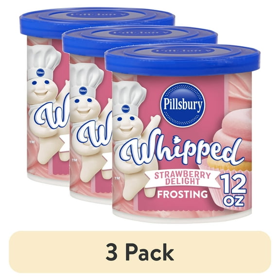 (3 pack) Pillsbury Whipped Strawberry Delight Frosting, 12 oz Tub