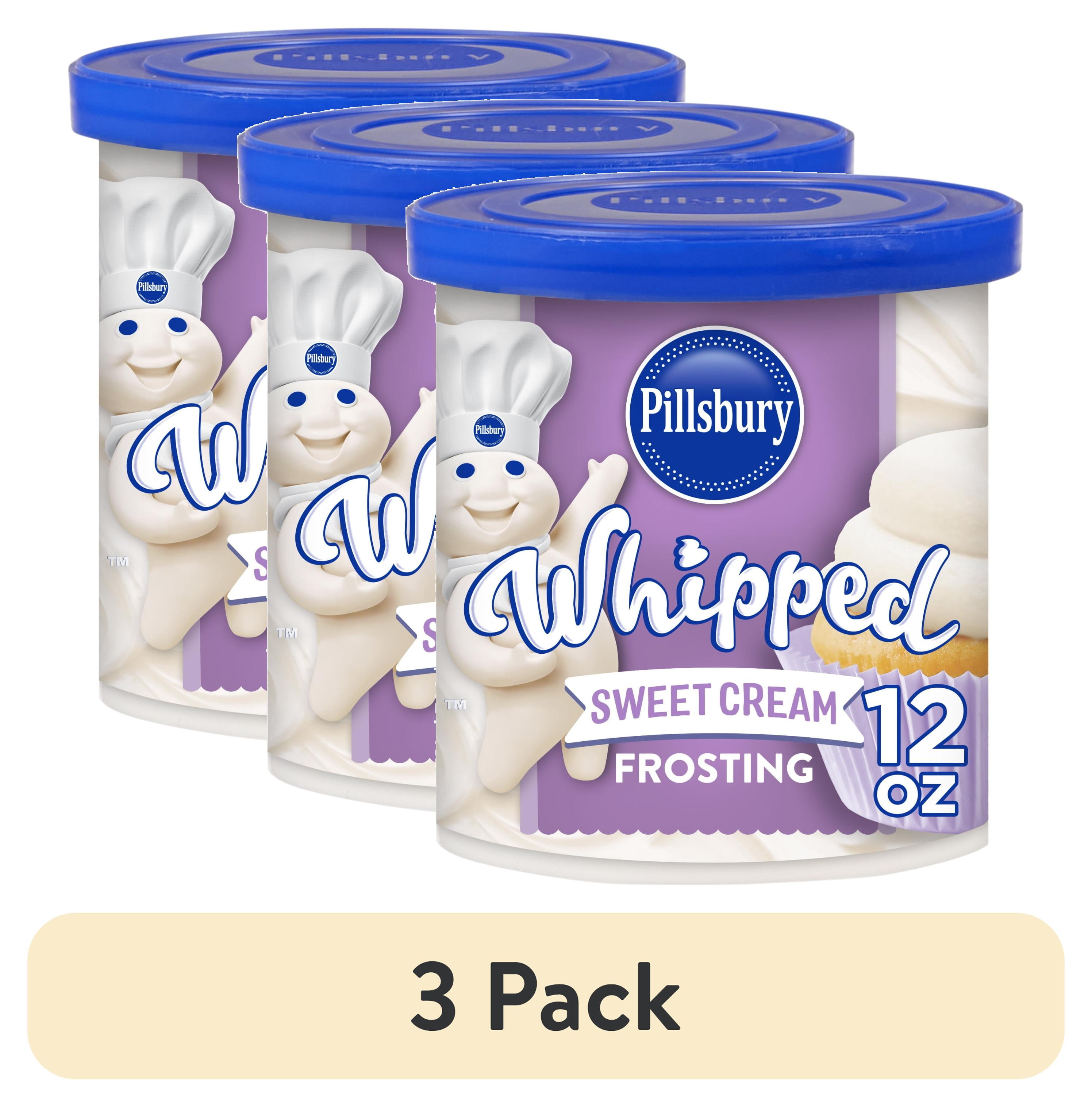 (3 pack) Pillsbury Whipped Sweet Cream Frosting, 12 oz Tub