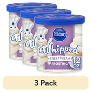 (3 pack) Pillsbury Whipped Sweet Cream Frosting, 12 oz Tub