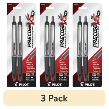 (3 pack) Pilot Precise V5 Retractable Rolling Ball Pens, Extra Fine Point 0.5 mm, Black Ink, 2 Pack