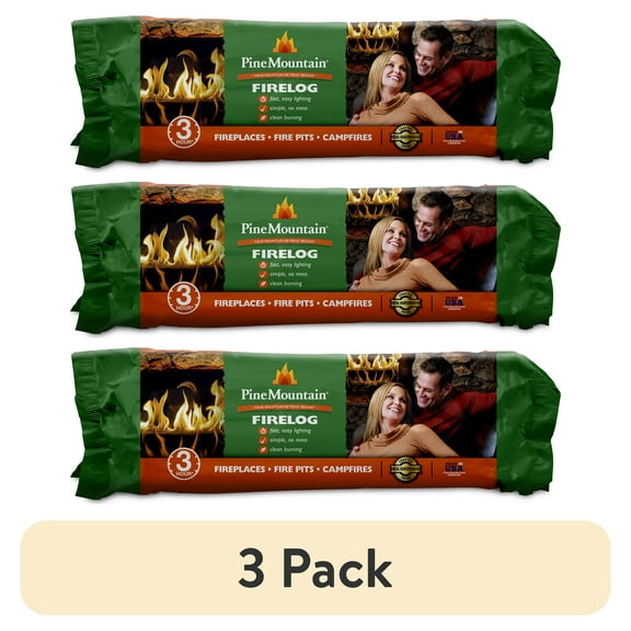 (3 pack) Pine Mountain 3-Hour Firelog, Easy Start Logs, 10.5" x 3", 1 Pack