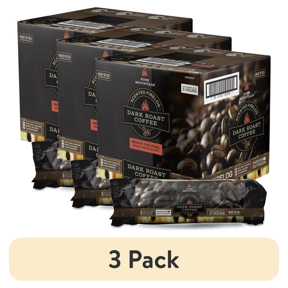 (3 pack) Pine Mountain Dark Roast Coffee Scented Firelog Single