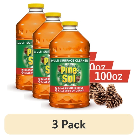 (3 pack) Pine-Sol All Purpose Multi-Surface Disinfectant Cleaner, Original Pine, 100 Ounces