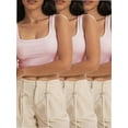 thumbnail image 1 of 3-pack Pink Women's Sleeveless Strappy Tank Square Neck Double Layer Workout Fitness Casual Basic Crop Tops, 1 of 6