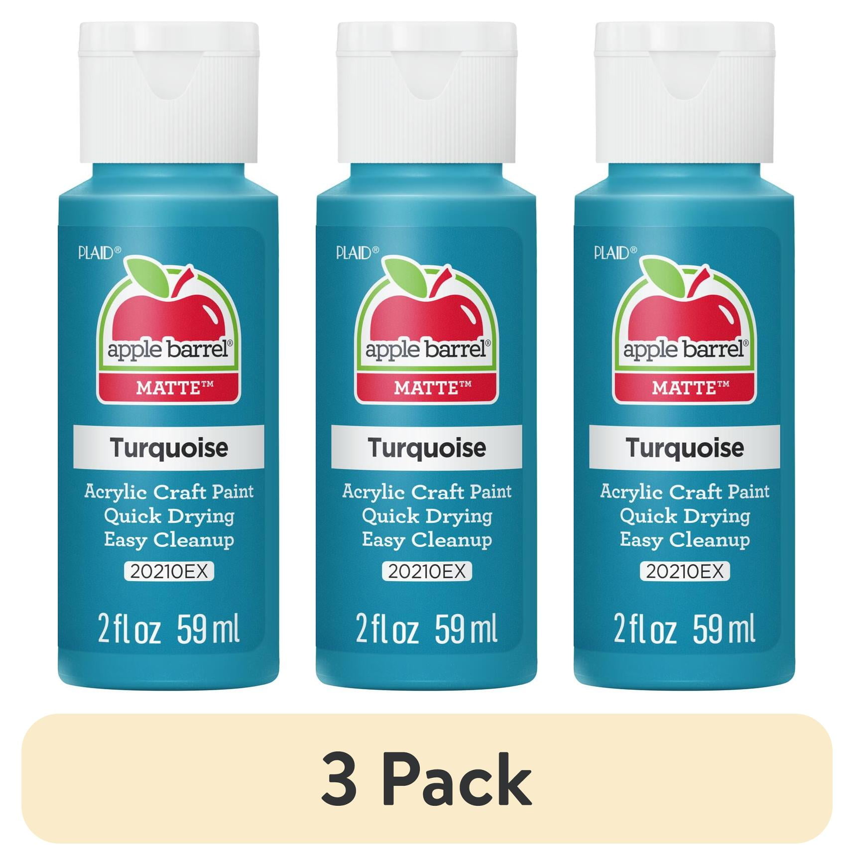 (3 pack) Apple Barrel Acrylic Craft Paint, Matte Finish, Turquoise, 2 fl oz