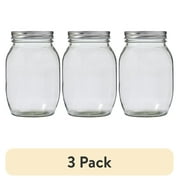 (3 pack) Plaid Surface Glass Mason Jar, 32 oz, 1pc