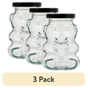 (3 pack) Plaid Surfaces Glass Bear Jar with Lid, 6.08 oz Customizable Jar for DIY Arts and Crafts