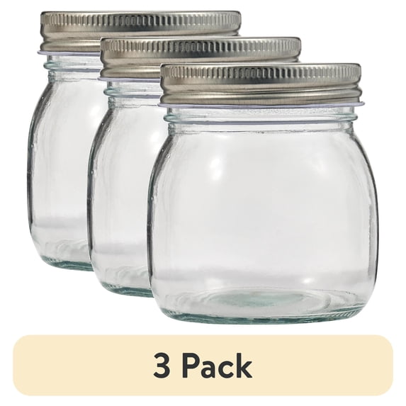(3 pack) Plaid Surfaces Glass Mason Jar with Lid, 8 oz Customizable Jar for DIY Arts and Crafts