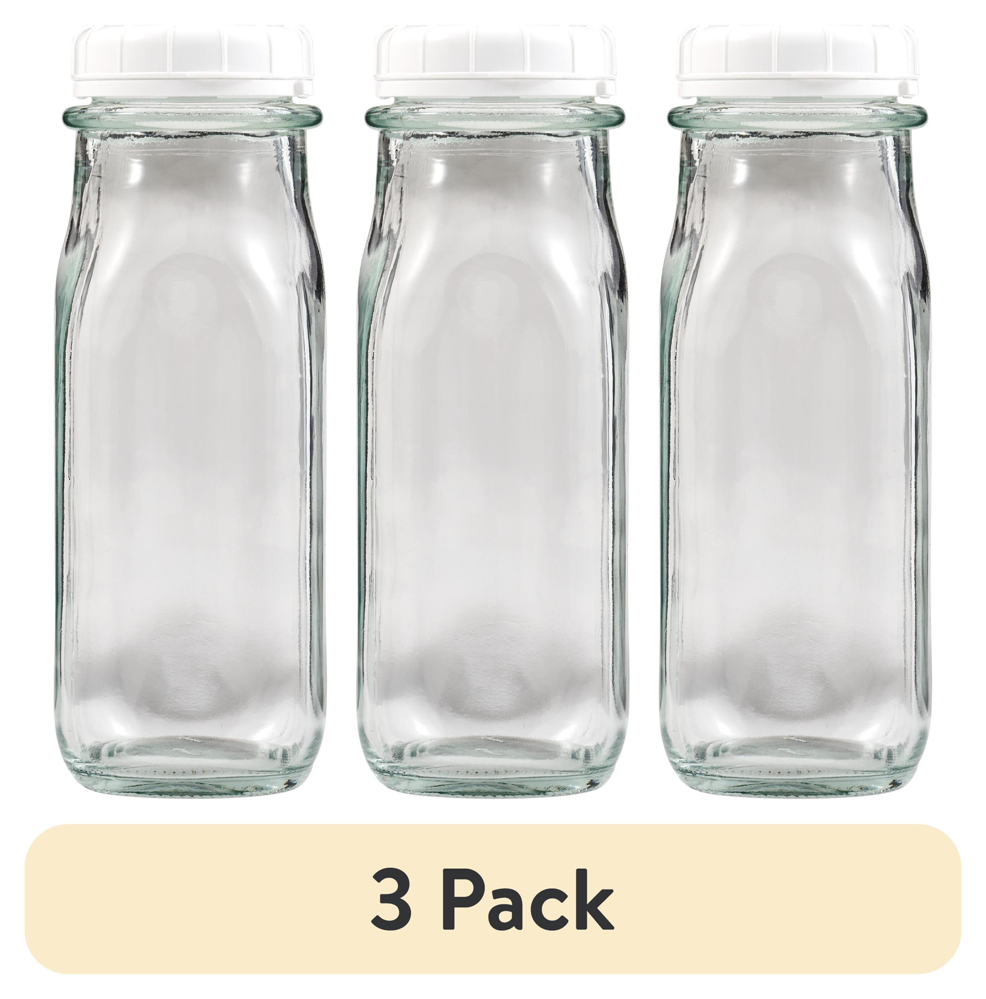 (3 pack) Plaid Surfaces Glass Milk Bottle, 9.46 oz Clear Customizable Bottle for DIY Arts and Crafts Projects