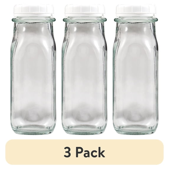 (3 pack) Plaid Surfaces Glass Milk Bottle, 9.46 oz Clear Customizable Bottle for DIY Arts and Crafts Projects