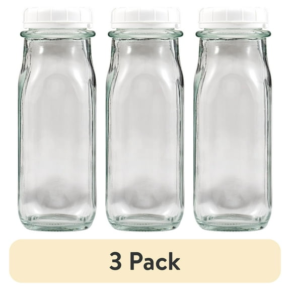 (3 pack) Plaid Surfaces Glass Milk Bottle, 9.46 oz Clear Customizable Bottle for DIY Arts and Crafts Projects