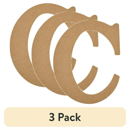 (3 pack) Plaid Unfinished Wood MDF 8" Letter for DIY Arts and Crafts, C