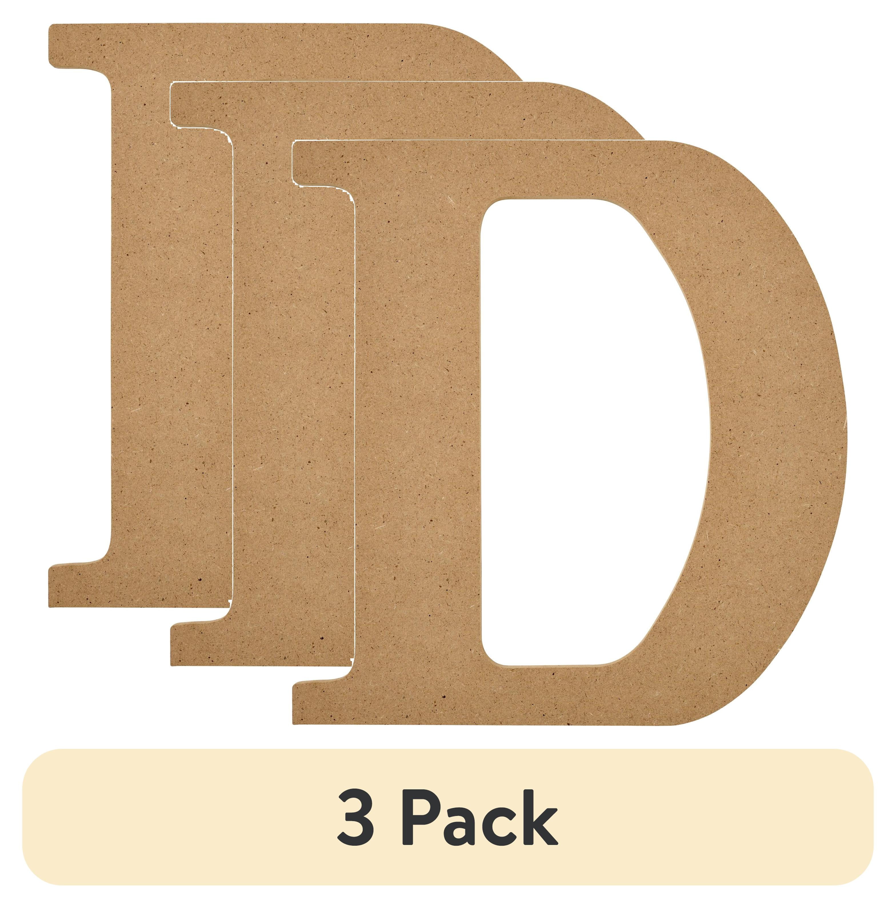 (3 pack) Plaid Unfinished Wood MDF 8" Letter for DIY Arts and Crafts, D