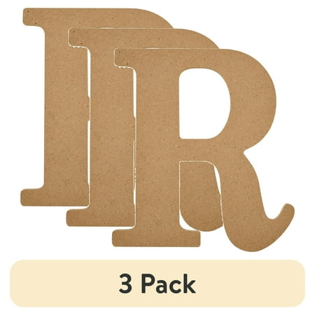 (3 pack) Plaid Unfinished Wood MDF 8" Letter for DIY Arts and Crafts, R